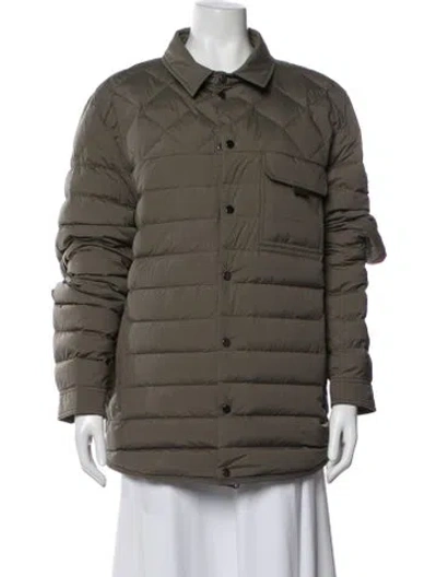 Pre-owned Moncler Down Coat In Green