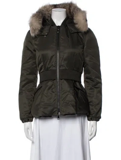 Pre-owned Moncler Down Coat In Green