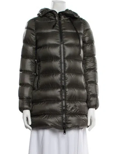 Pre-owned Moncler Down Coat In Green