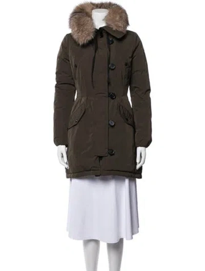 Pre-owned Moncler Down Coat In Green