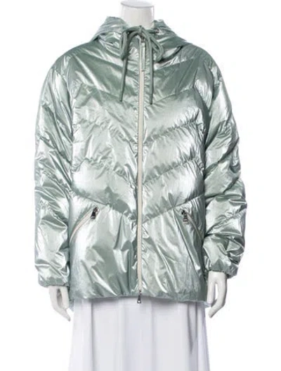 Pre-owned Moncler Down Coat In Green/metallic