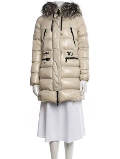 Pre-owned Moncler Down Coat In Neutrals