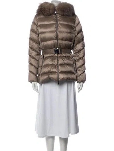 Pre-owned Moncler Down Coat In Neutrals