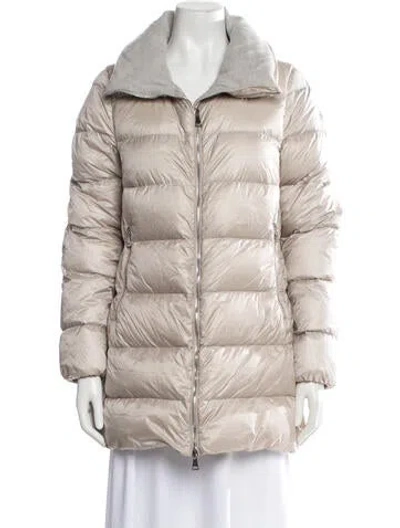 Pre-owned Moncler Down Coat In Neutrals