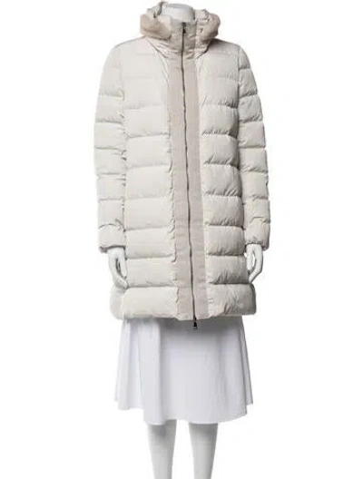 Pre-owned Moncler Down Coat In Neutrals