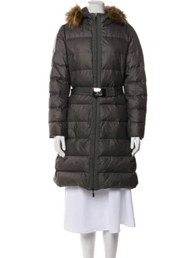 Pre-owned Moncler Down Colorblock Pattern Down Coat In Gray