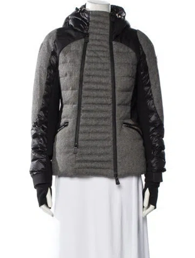 Pre-owned Moncler Down Colorblock Pattern Down Jacket In Gray