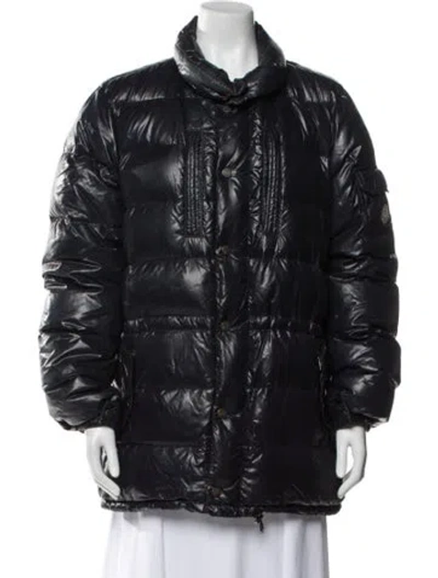 Pre-owned Moncler Down Faux Fur Coat In Black