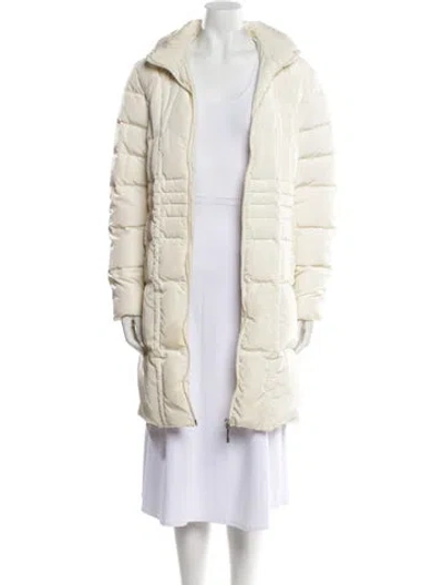 Pre-owned Moncler Down Faux Fur Coat In Neutral