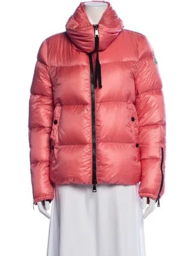 Pre-owned Moncler Down Faux Fur Coat In Pink