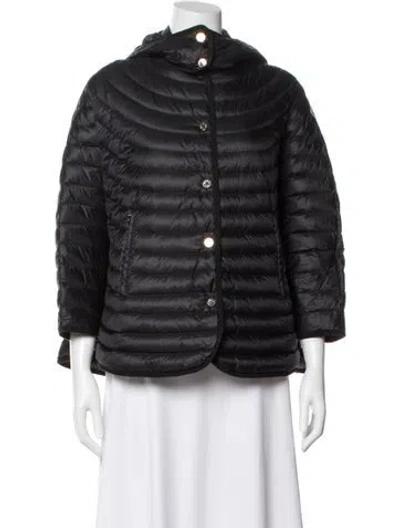 Pre-owned Moncler Down Faux Fur Jacket In Black