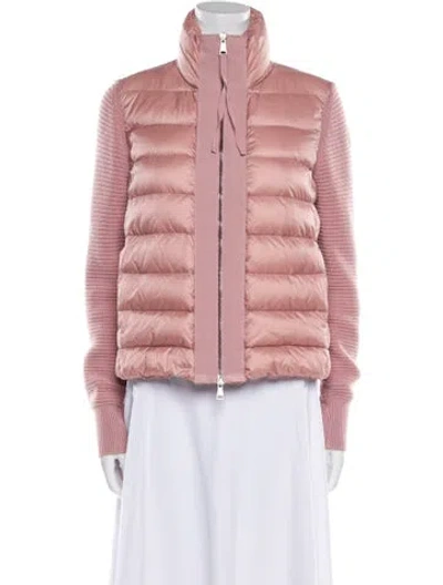 Pre-owned Moncler Down Faux Fur Jacket In Pink