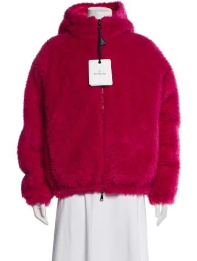 Pre-owned Moncler Down Faux Fur Jacket W/ Tags In Pink