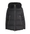 Moncler Laichefur Down Hooded Jacket With Removable Genuine Shearling Trim In Black
