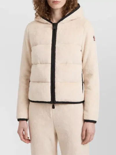 Moncler Down Fitted Jacket In Neutral