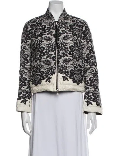 Pre-owned Moncler Down Floral Print Down Jacket In Black