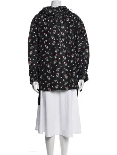 Pre-owned Moncler Down Floral Print Down Jacket W/ Tags In Black