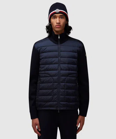 Moncler Down Front Cardigan In Navy
