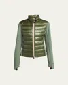 Moncler Down Front Fleece Zip-up Cardigan In Green