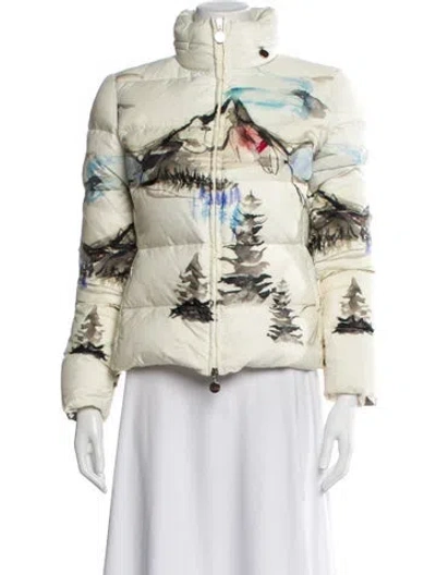 Pre-owned Moncler Down Graphic Print Down Jacket In Neutral