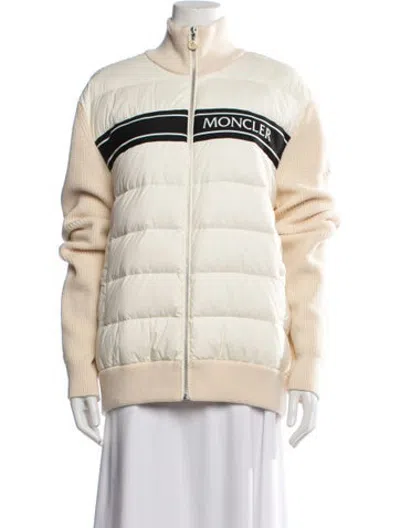 Pre-owned Moncler Down Graphic Print Sweater In Neutrals