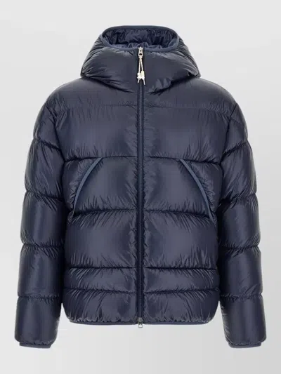 Moncler Down Hooded Quilted Puffer Jacket In Blue