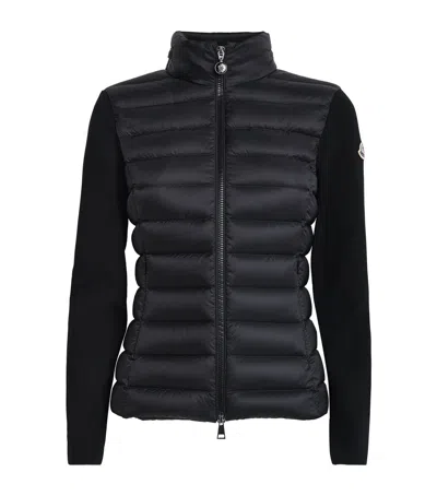 Moncler Down Hybrid Cardigan In Black