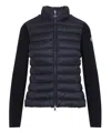 Moncler Black Wool Blend Tricot Jacket In Blue