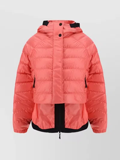 Moncler Down Jacket Cropped Elasticated Cuffs In Red
