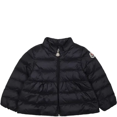 Moncler Kids' Down Jacket For Baby Girl With Logo In Blue