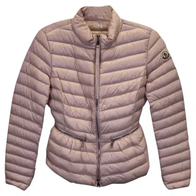 Pre-owned Moncler Down Jacket In Pastel Pink Nylon
