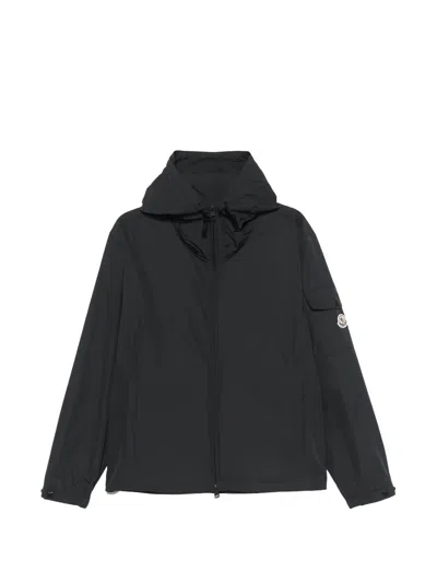 Moncler Sassiere Hooded Jacket Long Sleeves Pockets In Black
