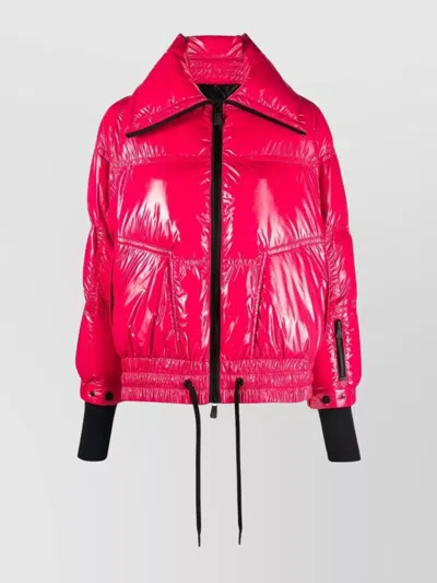 Moncler Down Jacket Short Elastic Hem In Pink