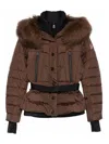 Moncler Down Jacket With Belt In Brown