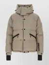 Moncler Down Jacket With Hood And Pockets In Brown