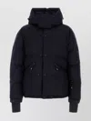 Moncler Down Jacket With Hood And Zippered Pockets In Blue