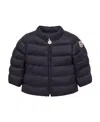 Moncler Down Jacket With Logo Affixed In Blue