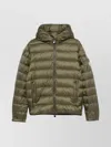 Moncler Down Jacket With Quilted Design And Hood In Green