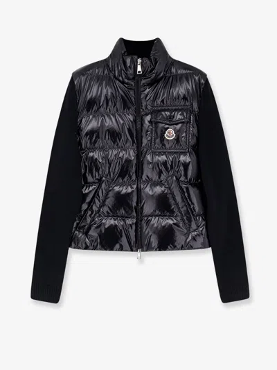 Moncler Down Jacket With Virgin Wool Inserts In Black