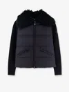 Moncler Down Jacket With Wool Inserts In Blue