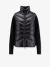 Moncler Women Down Jacket With Wool Sleeves In Black