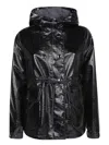 Moncler Shiny Short Down Jacket With Hood In Black