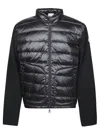 Moncler Downjacket Padded Wool Zip-up Cardigan In Black