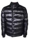 Moncler "gourette" Logo Short Down Jacket In Blue