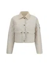 Moncler Cropped Quilted Coat In White
