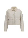 Moncler Cropped Quilted Coat In White