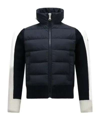 Moncler Down Lined Wool Sweater In Blue