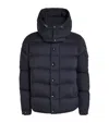 Moncler Montgenevre Virgin Wool Flannel Down Puffer Jacket In Blue