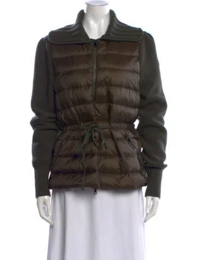 Pre-owned Moncler Down Mock Neck Sweater In Green