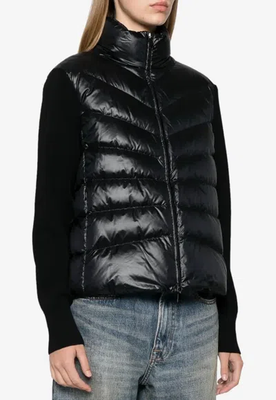 Moncler Down Padded Zip-up Cardigan In Black